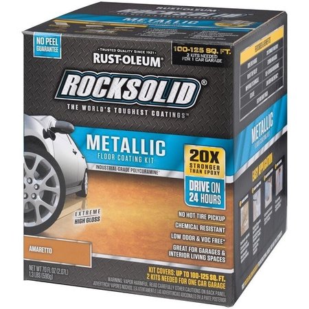 RUST-OLEUM ROCKSOLID Floor Coating Kit, HighGloss, Amaretto, Particulate Solid, 70 oz 299741